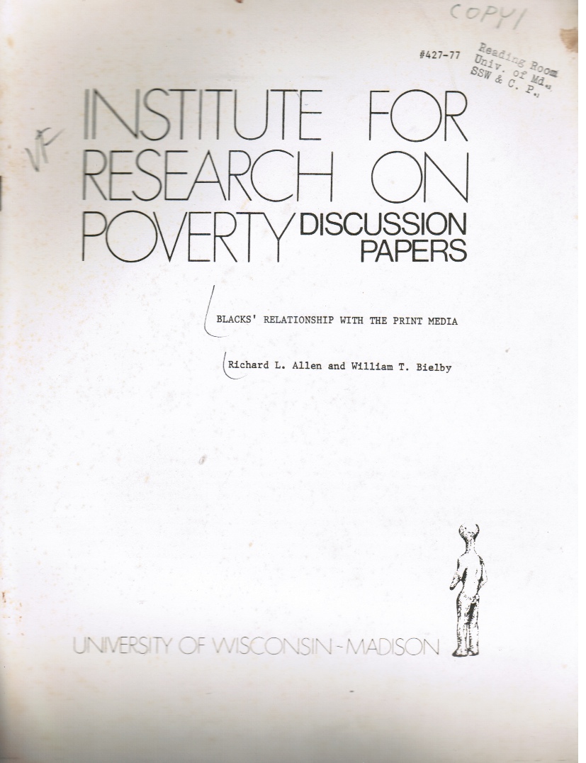 Image for Blacks' Relationship with the Print Media, Discussion Papers 427-77