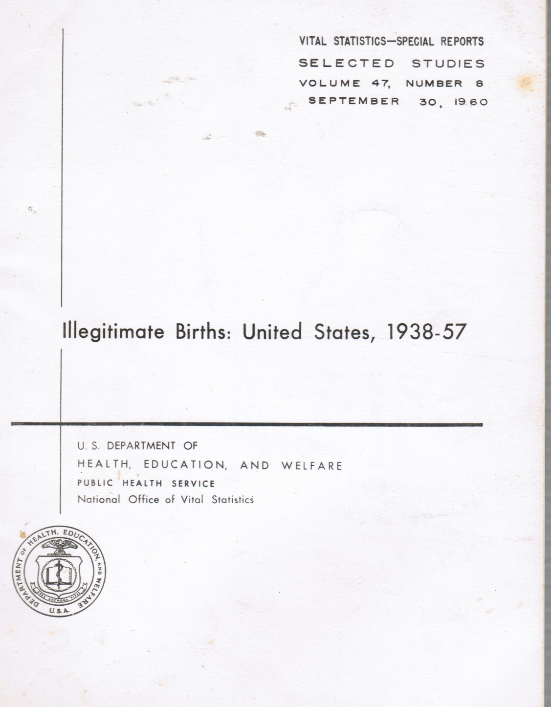 Image for Illegitimate Births: United States, 1938-57