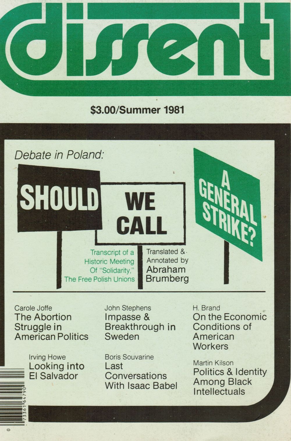 Image for DISSENT: Summer 1981 Isaac Babel, Black Intellectuals, Abortion in Politics