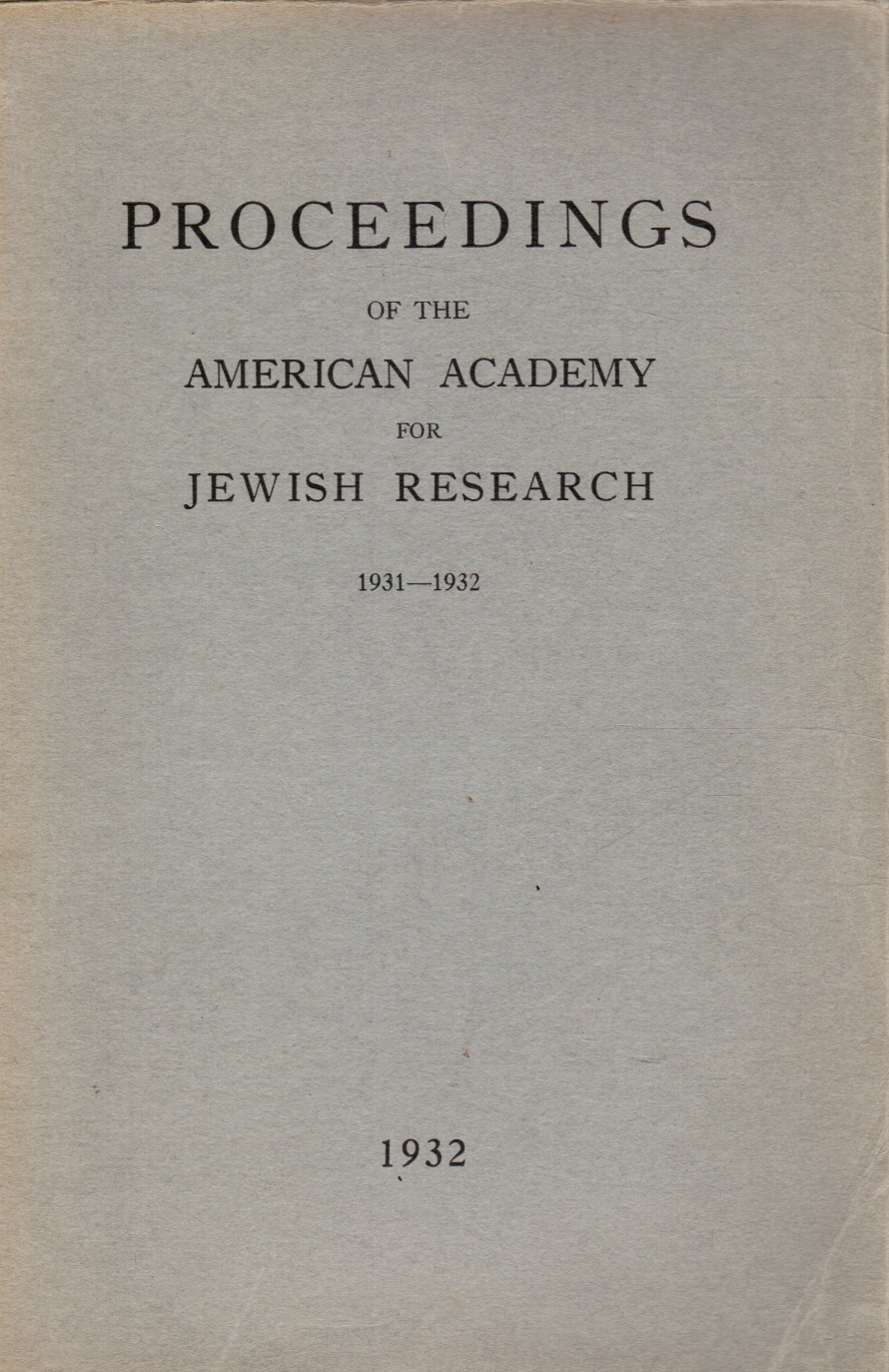 Image for Proceedings on the American Academy for Jewish Research: 1931-1932