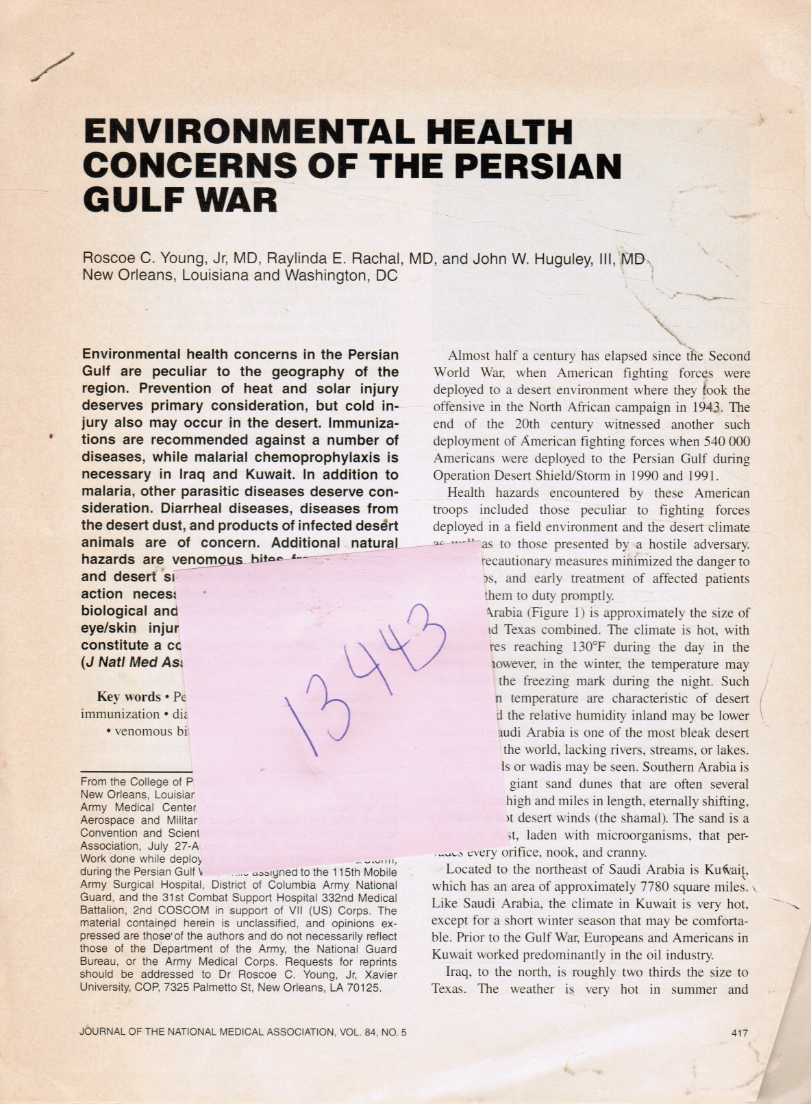 Image for Environmental Health Concerns of the Persian Gulf War