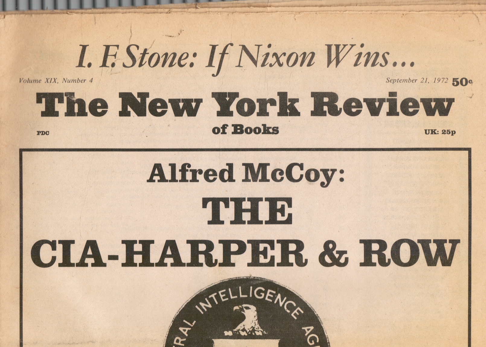 Image for The New York Review of Books: Volume XIX, Number 4 September 21, 1972