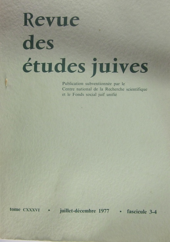 Image for Revue Des Etudes Juives Juillet-Dec 1977