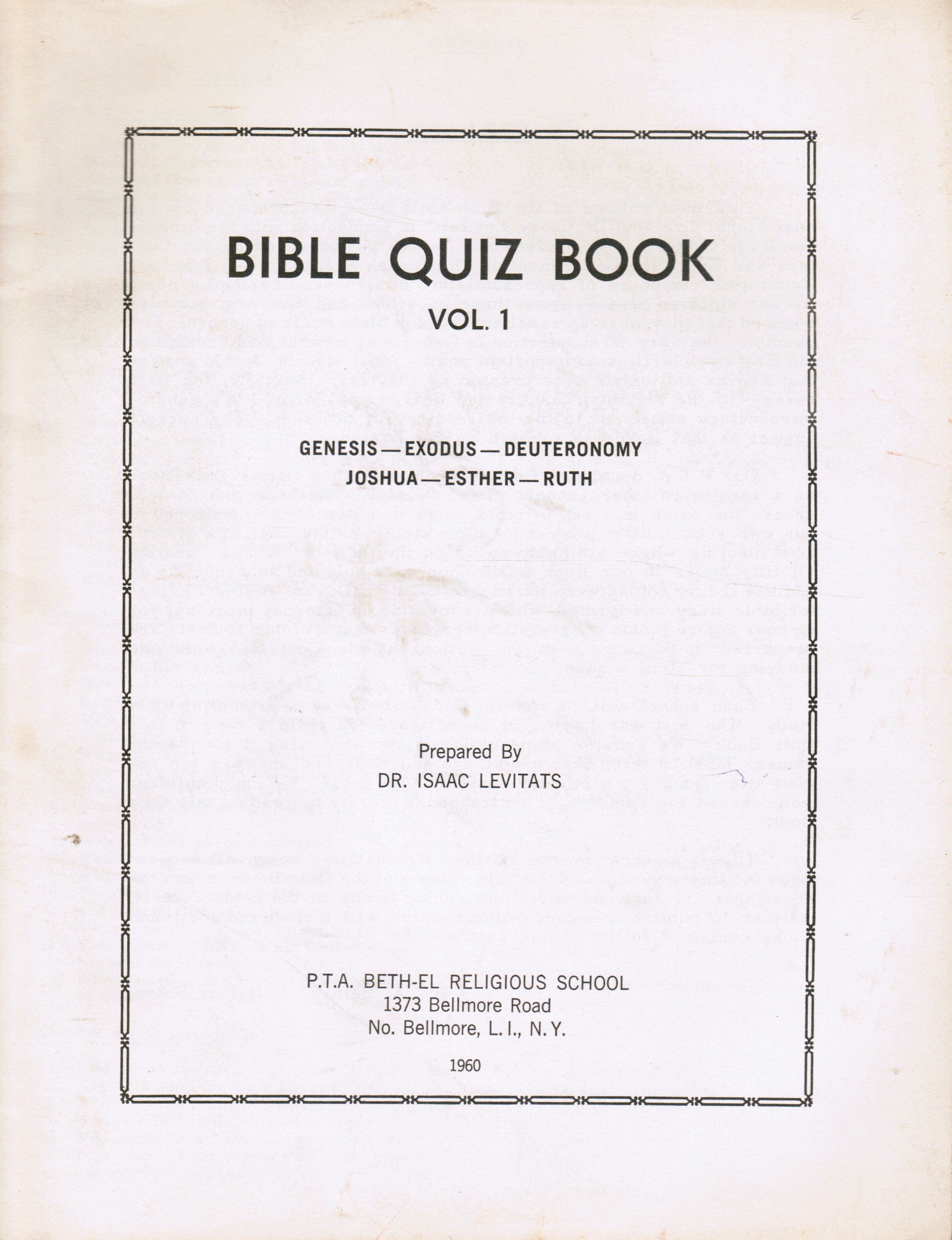 Image for Bible Quiz Book: Volume 1