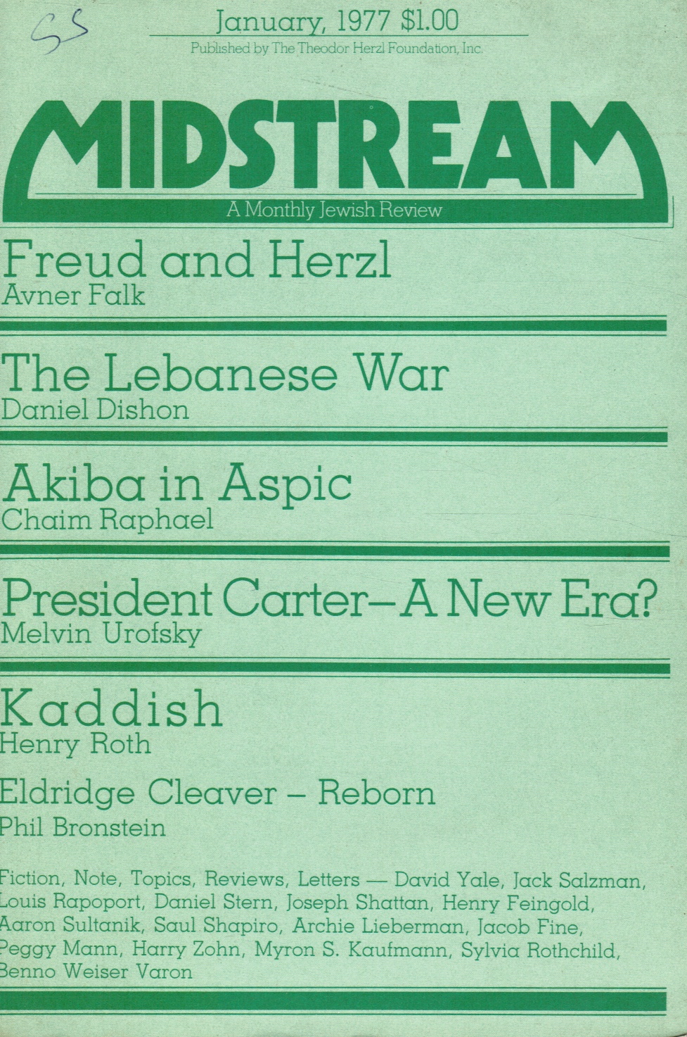 Image for Midstream: a Monthly Jewish Review, January 1977, Vol 23, No. 1