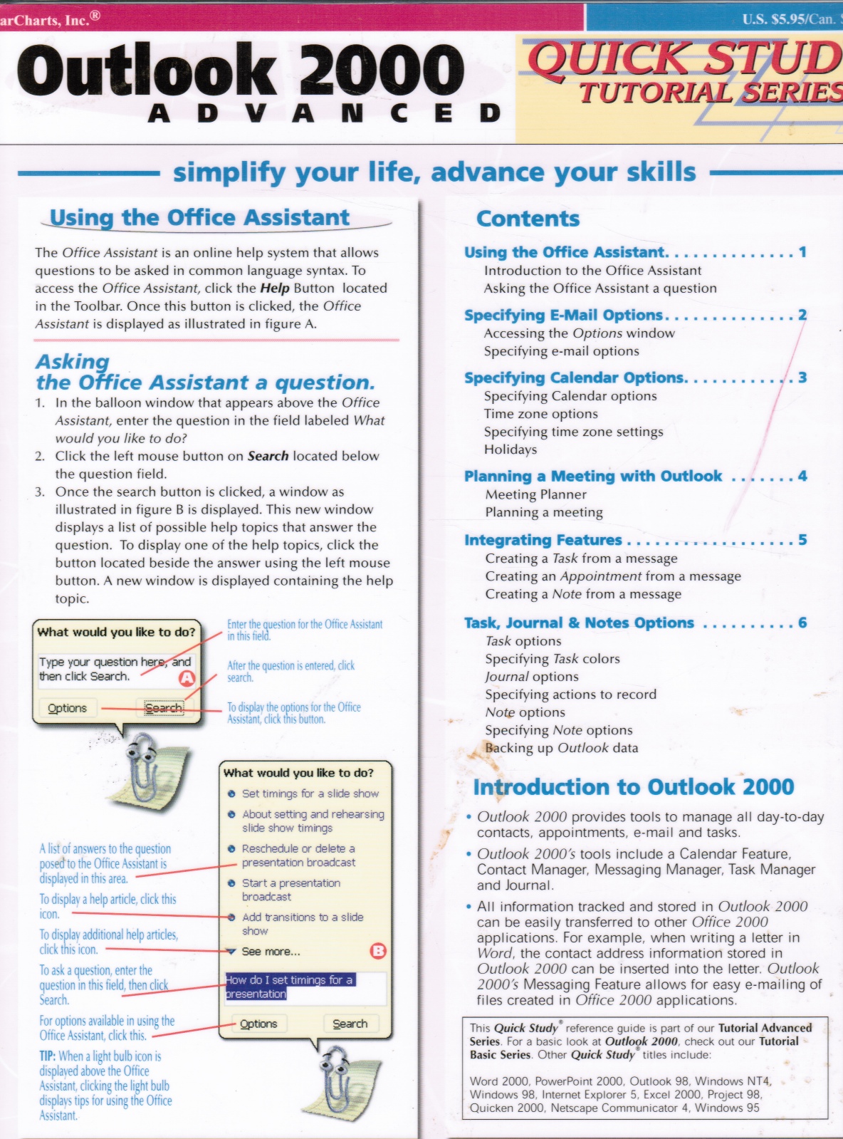 Image for Outlook 2000 Advanced Quick Study Tutorial Series