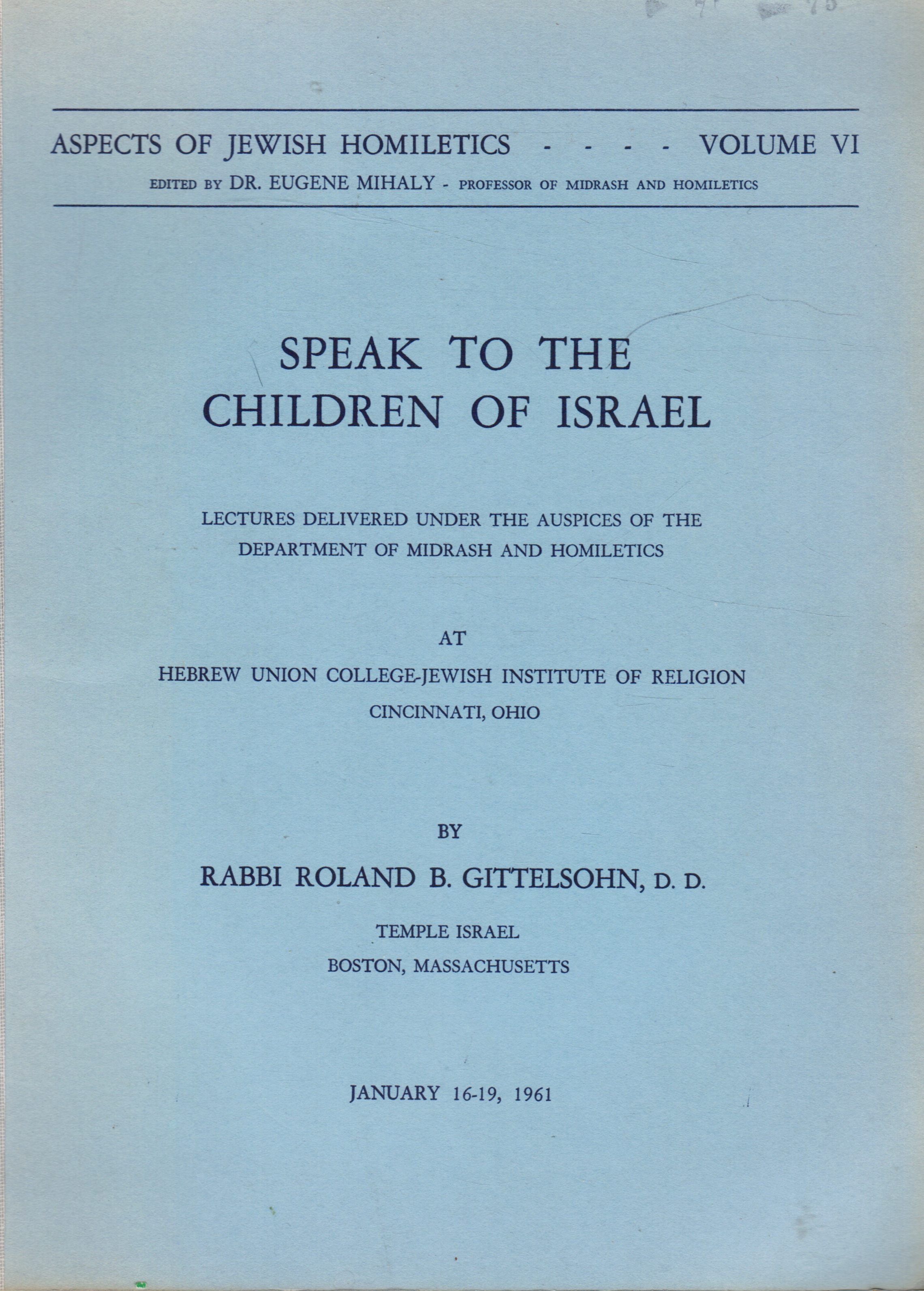 Image for Speak to the Children of Israel: Volume VI